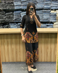 Asymmetric Black Rayon Co-Ord Set