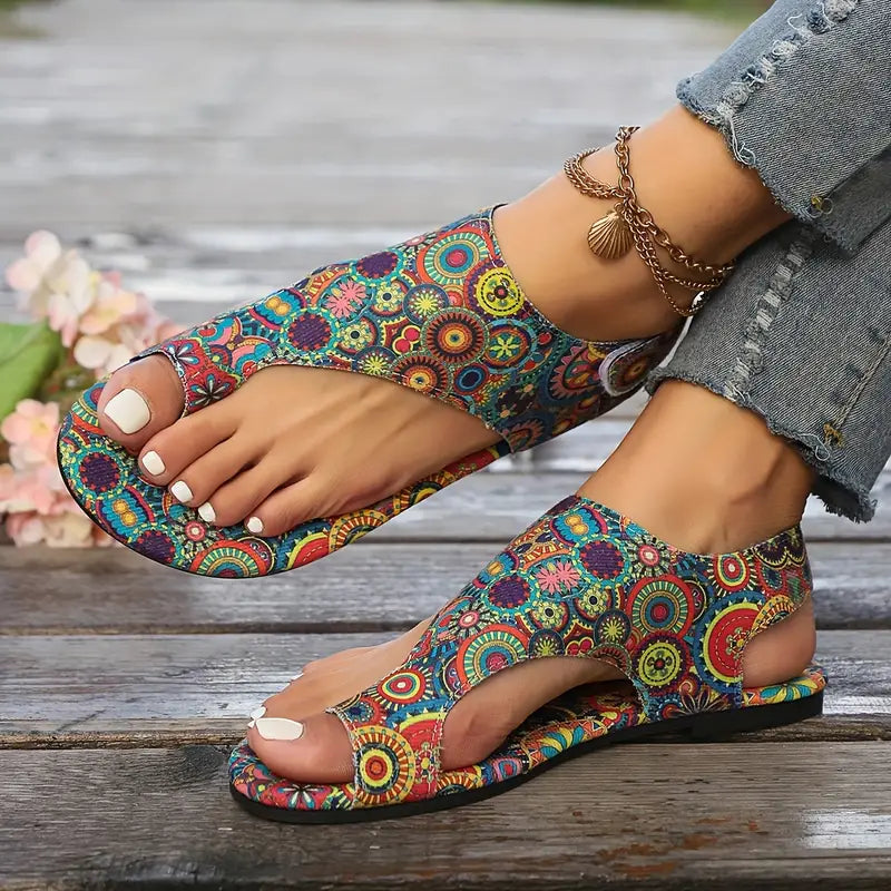 Boho-Chic Women's Floral Flat Sandals