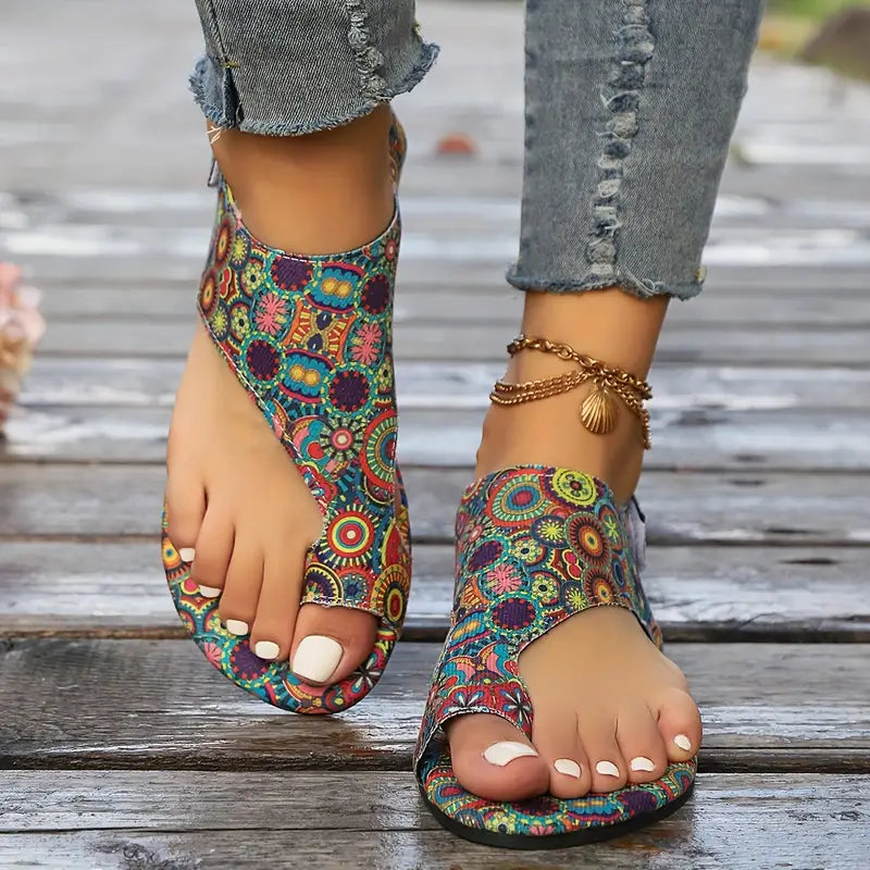 Boho-Chic Women's Floral Flat Sandals