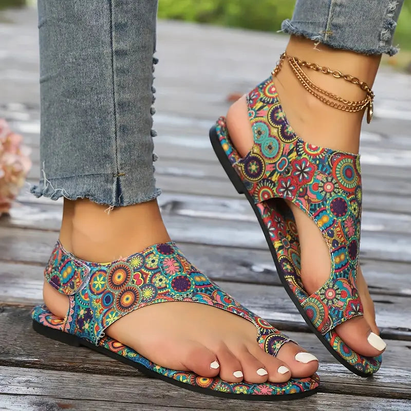 Boho-Chic Women's Floral Flat Sandals
