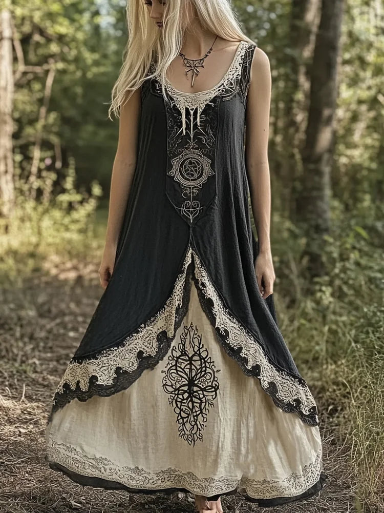 Womens Viking Tree Of Life Celtic Knot Art Linen Dress Womens Viking Tree Of Life Celtic Knot Art Linen Dress