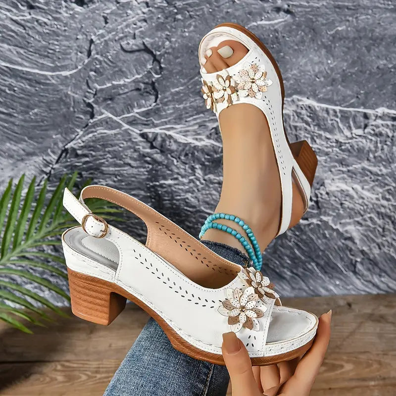 Pointed-Toe Block Heel Sandals