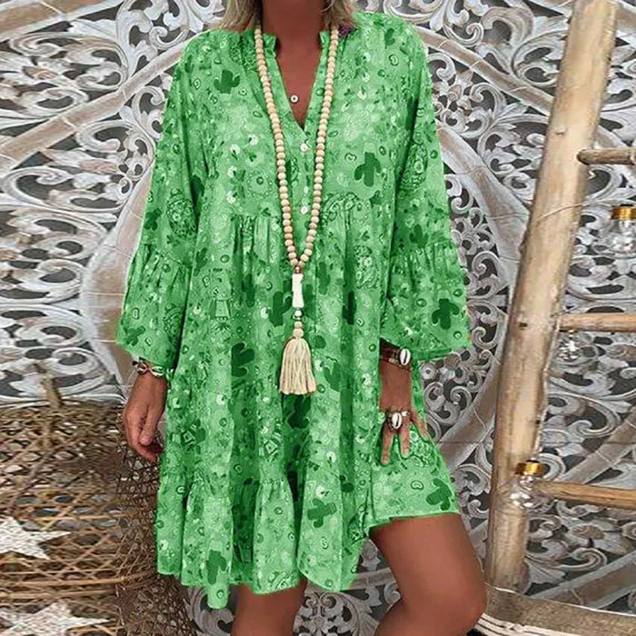 Casual Loose Vintage Floral Print Elegant Mini Dress