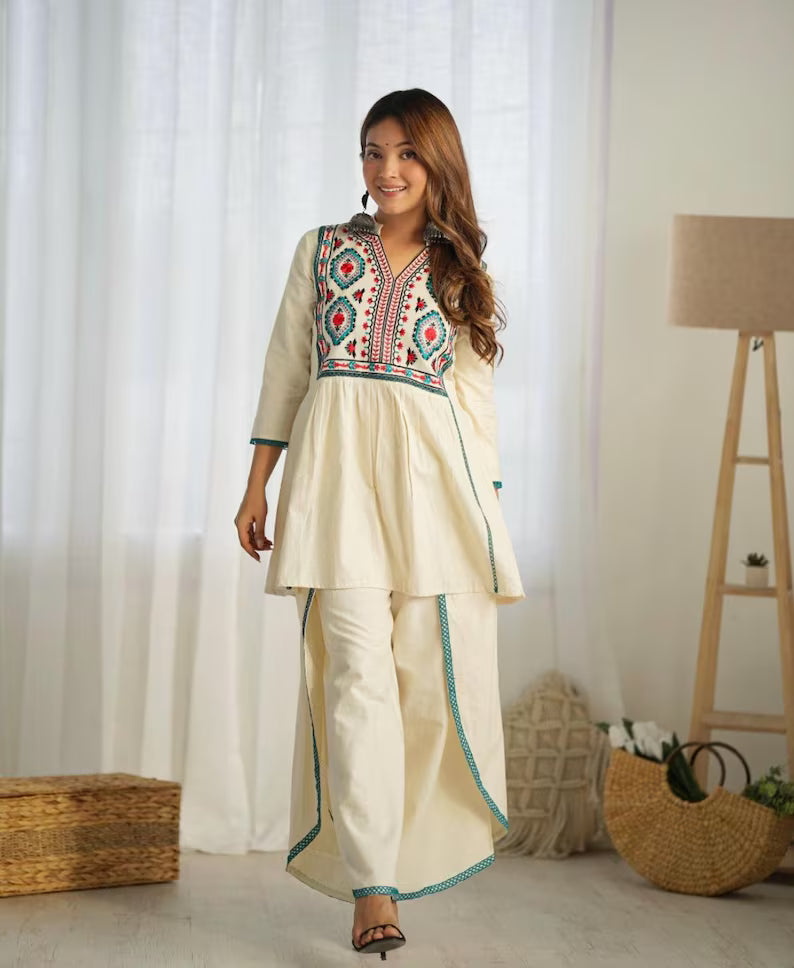 Designer Embroidered Kurta Palazzo set