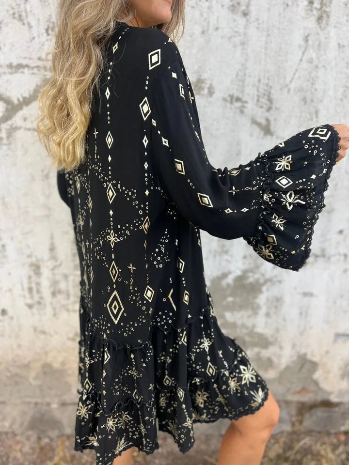 Comfortable Stretchy V Neck Printed Party Dresses