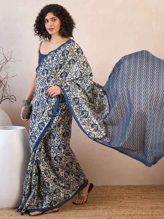 Ethnic Motifs Ready to Wear Dabu Saree