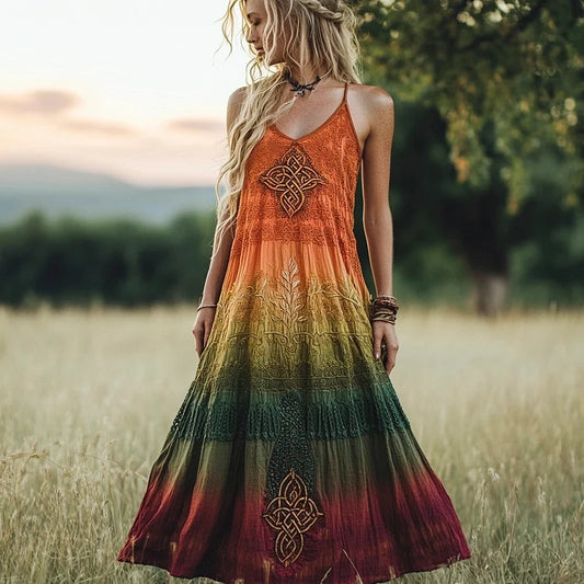 Viking Celtic Knot Print Women's Vintage Halter Dress