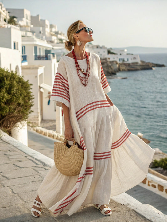 Linen Solid Color Loose Dress Ivry Rd