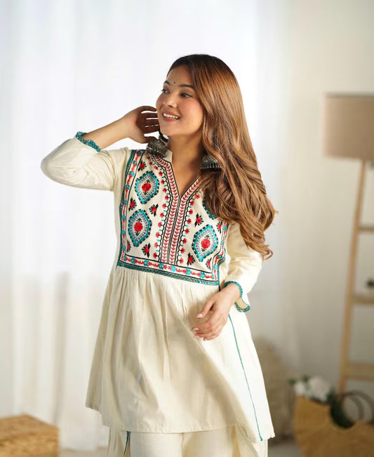 Designer Embroidered Kurta Palazzo set